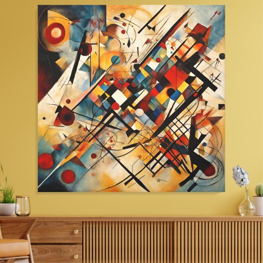 Geometrisch Kleurrijk Abstract Schilderen Canvas Afdruk (Insitu (Woonkamer))