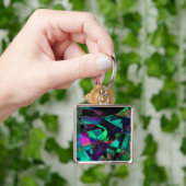 Geometrisch, Kleurrijk, Grungy Abstract Art. Sleutelhanger (Hand)