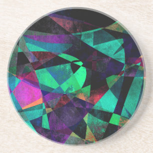 Geometrisch, Kleurrijk, Grungy Abstract Art. Zandsteen Onderzetter