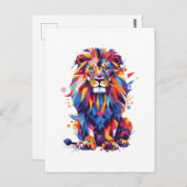 Geometrisch kleurrijk leeuwenontwerp briefkaart (Voorkant / Achterkant)