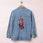 Geometrisch kleurrijk leeuwenontwerp denim jacket (Hangar)