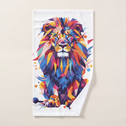 Geometrisch kleurrijk leeuwenontwerp handdoek (Handdoek)
