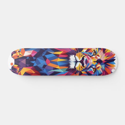 Geometrisch kleurrijk leeuwenontwerp persoonlijk skateboard (Horizontaal)