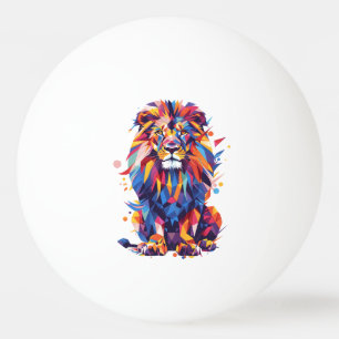 Geometrisch kleurrijk leeuwenontwerp pingpongbal