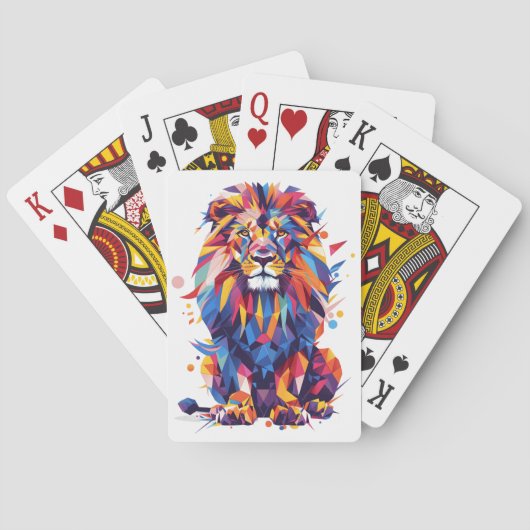 Geometrisch kleurrijk leeuwenontwerp pokerkaarten (Achterkant)