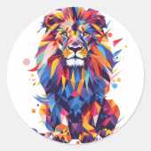 Geometrisch kleurrijk leeuwenontwerp ronde sticker (Voorkant)