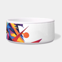 Geometrisch kleurrijk leeuwenontwerp voerbakje