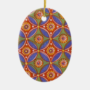 Geometrisch kleurrijk Rustisch cirkelpatroon Keramisch Ornament