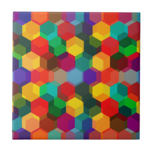 Geometrisch kleurrijk zeshoekig patroon tegeltje