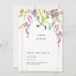 Geometrisch kleurrijke wilde bloemen sparen de dat save the date
