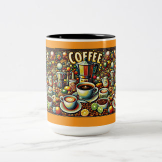 Geometrisch koffie ontwerp mokka tweekleurige koffiemok