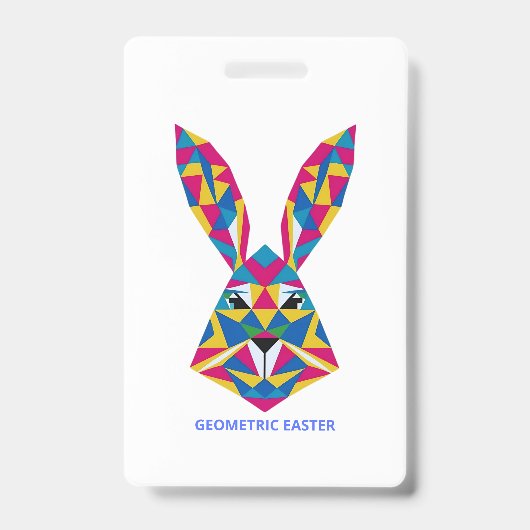 Geometrisch konijnenportret badge (Voorzijde)