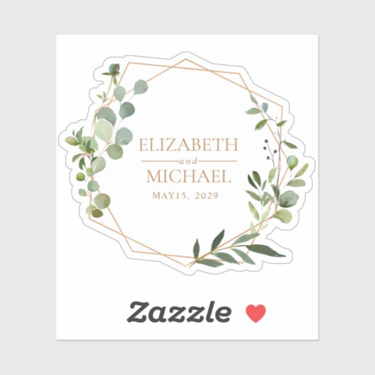 Geometrisch Koper Eucalyptus Trouwdatum Sticker (Vel)