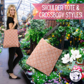 Geometrisch koraal pllaid Quilt Square Tote Bag