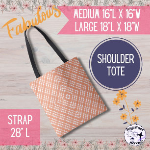 Geometrisch koraal pllaid Quilt Square Tote Bag