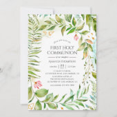 Geometrisch kristal groen Eerste Heilige Communie Kaart (Voorkant)