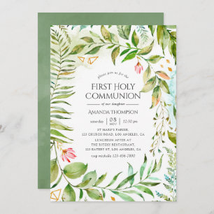 Geometrisch kristal groen Eerste Heilige Communie Kaart