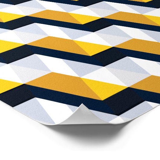 Geometrisch kubuspatroon in geel en wit poster (Hoek)