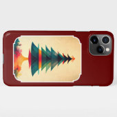 Geometrisch kunstontwerp met volledige kerstboom iPhone hoesje (Achterkant horizontaal)