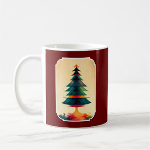 Geometrisch kunstontwerp met volledige kerstboom koffiemok