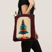 Geometrisch kunstontwerp met volledige kerstboom tote bag (Dichtbij)