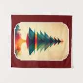 Geometrisch kunstontwerp met volledige kerstboom wandkleed (Voorkant (horizontaal))