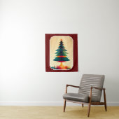 Geometrisch kunstontwerp met volledige kerstboom wandkleed (In situ)