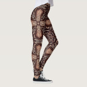 Geometrisch kunstpatroon bruine Leggings (Rechts)