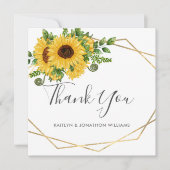 Geometrisch land Rustic Summer Sunflower Wedding Bedankkaart (Voorkant)