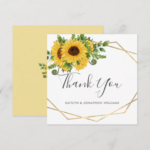 Geometrisch land Rustic Summer Sunflower Wedding Bedankkaart