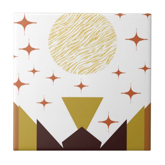 Geometrisch landschap midden tegeltje (Voorkant)