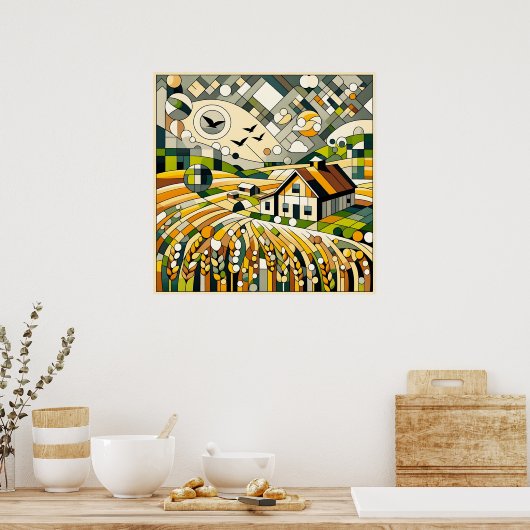 geometrisch landschap poster (Keuken)