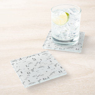 Geometrisch landschap van boslijnen glazen onderzetter