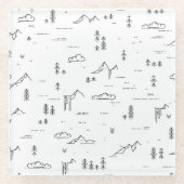 Geometrisch landschap van boslijnen glazen onderzetter (Voorkant)