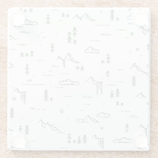 Geometrisch landschap van boslijnen glazen onderzetter (Achterkant)