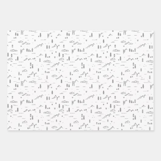 Geometrisch landschap van boslijnen inpakpapier vel (Voorkant)