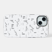 Geometrisch landschap van boslijnen iPhone 15 case (Achterkant horizontaal)