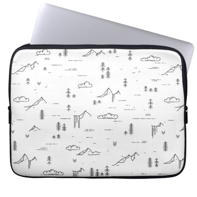Geometrisch landschap van boslijnen laptop sleeve (Voorkant)