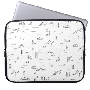 Geometrisch landschap van boslijnen laptop sleeve