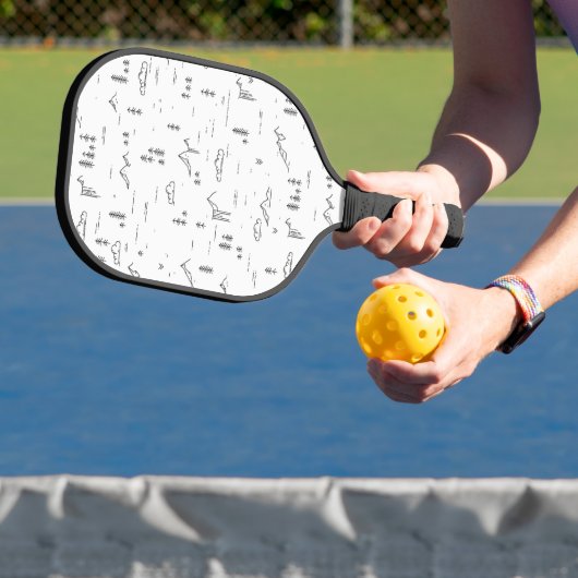 Geometrisch landschap van boslijnen pickleball paddle (Insitu)