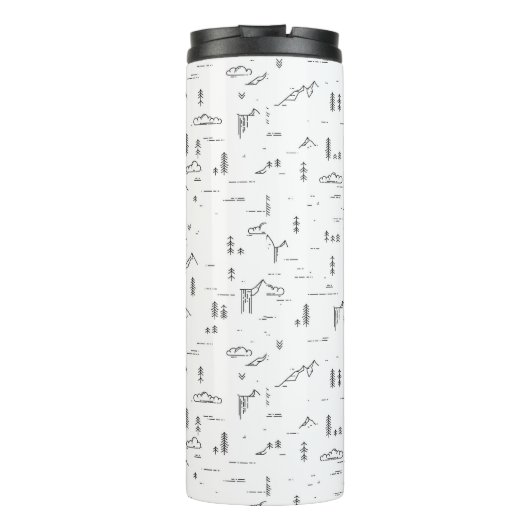 Geometrisch landschap van boslijnen thermosbeker (Achterkant)