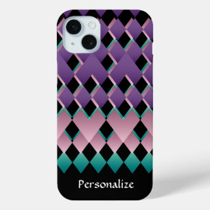 Geometrisch Leuk Roze en Paarse kleuren iPhone 15 Mini Hoesje