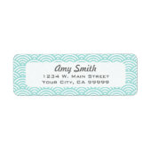 Geometrisch Licht Aqua en White Asian Pattern Etiket (Voorkant)