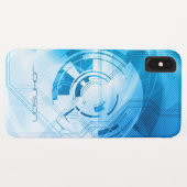 Geometrisch lichtblauw Abstract patroonmonogram Case-Mate iPhone Case (Achterkant (horizontaal))