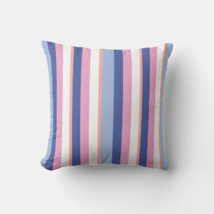 Geometrisch lijnpatroon Roze en Blauw Kussen
