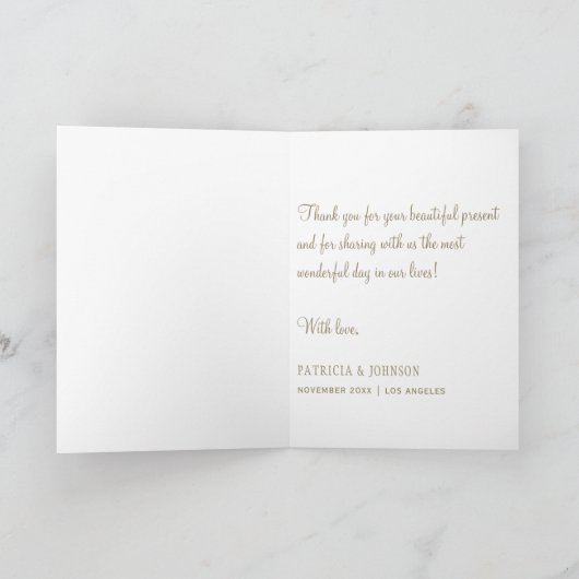 Geometrisch lijst bloemenwinter bruiloft dank u bedankkaart (Binnen)