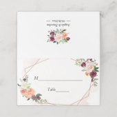 Geometrisch Lijst Bright Bloom Floral Wedding Tabl Plaatskaartje (Buitenkant ongevouwen)