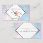 Geometrisch, Lijst, Confetti, schaar, holografisch Visitekaartje (Voorkant / Achterkant)