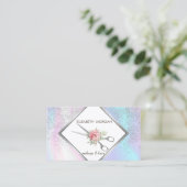 Geometrisch, Lijst, Confetti, schaar, holografisch Visitekaartje (Staand voorkant)