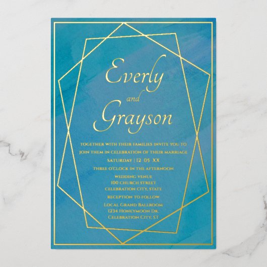 Geometrisch Lijst Elke aangepaste kleurverbinding Folie Uitnodiging (Voorkant)